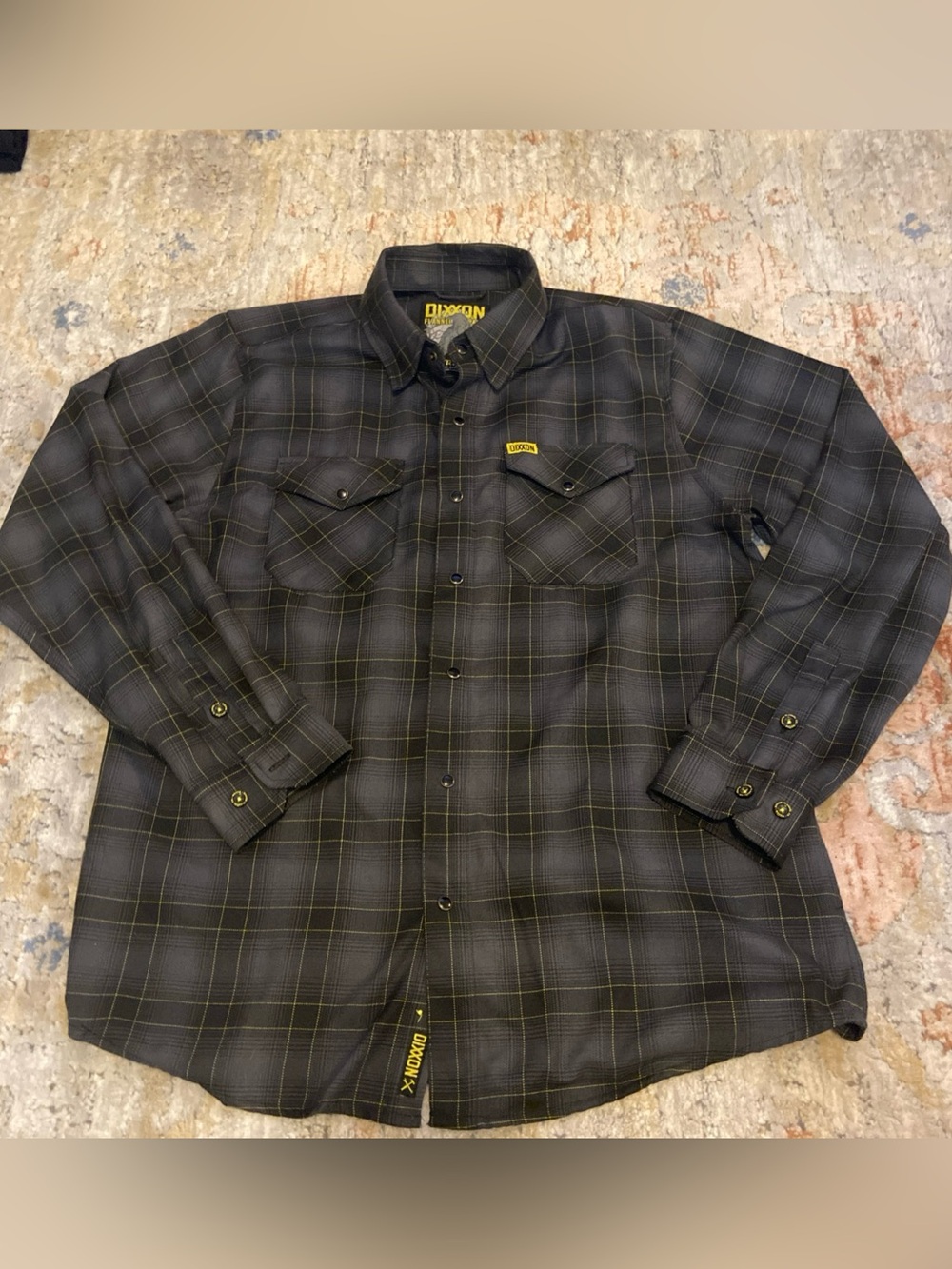 Dixxon Mens Flannel The Raven Pearl Snap Long Sleeve Shirt Sz L Black Button Up - Picture 1 of 13